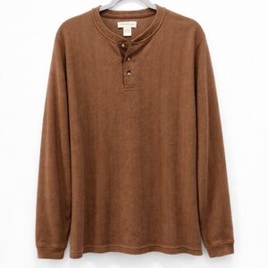 Preswick & Moore Striped Brown Henley Top Size XL